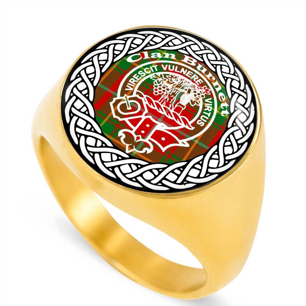 Burnett Crest Clan Tartan Ring Scottish