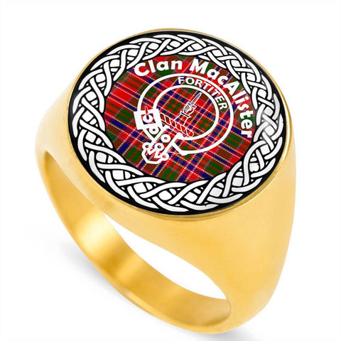 Image of MacAlister Crest Clan Tartan Ring Scottish