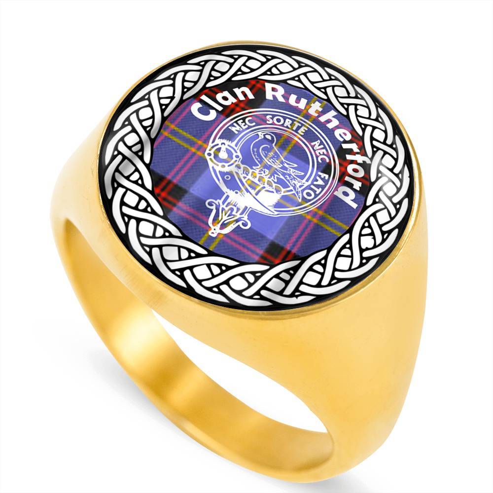 Rutherford Crest Clan Tartan Ring Scottish