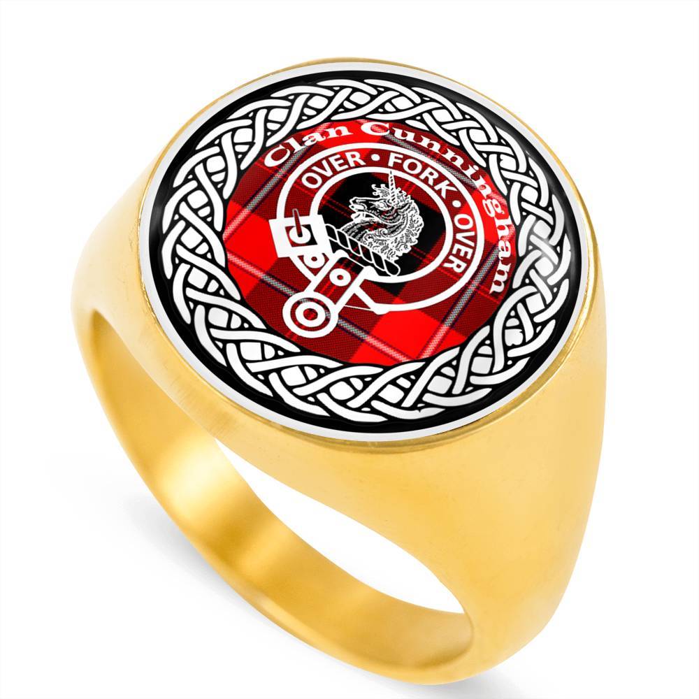 Cunningham Crest Clan Tartan Ring Scottish