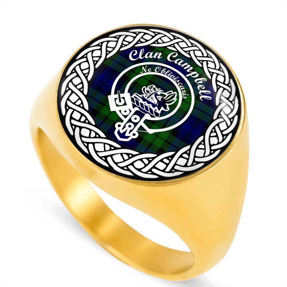 Campbell Crest Clan Tartan Ring Scottish