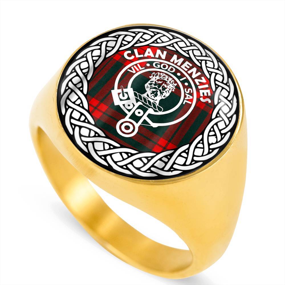 Menzies Crest Clan Tartan Ring Scottish