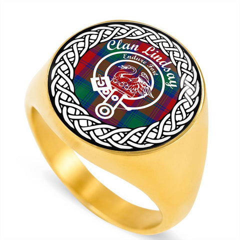 Image of Lindsay Crest Clan Tartan Ring Scottish