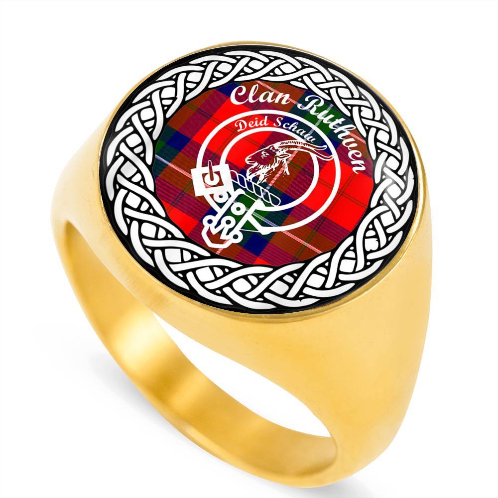 Ruthven Crest Clan Tartan Ring Scottish