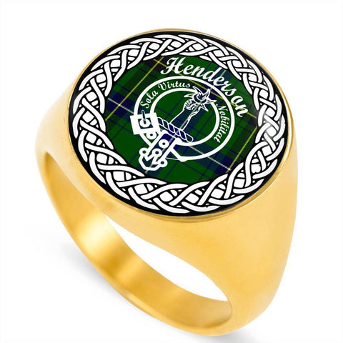 Image of Henderson Crest Clan Tartan Ring Scottish