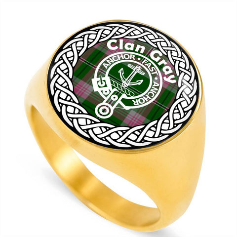 Image of Gray Crest Clan Tartan Ring Scottish