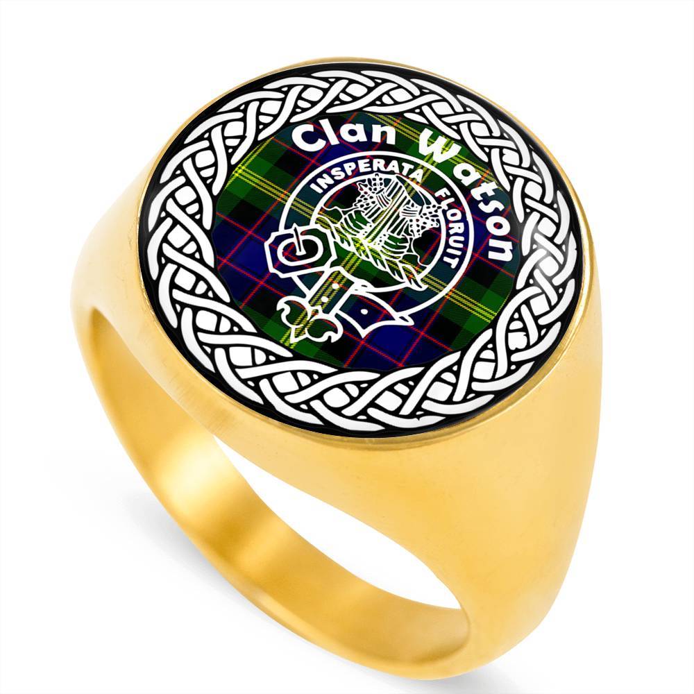 Watson Crest Clan Tartan Ring Scottish