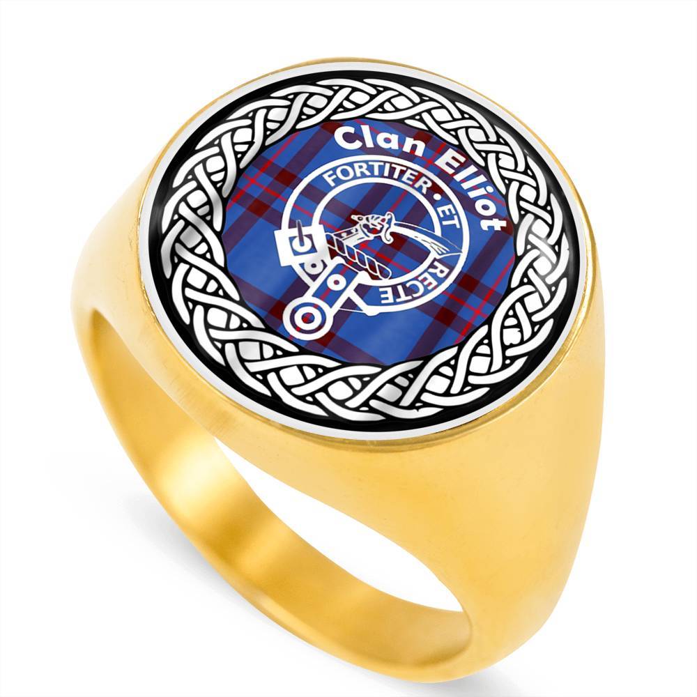 Eliiot Crest Clan Tartan Ring Scottish
