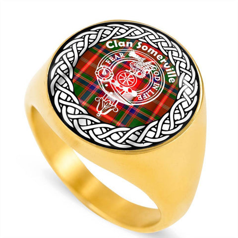 Image of Somerville Crest Clan Tartan Ring Scottish