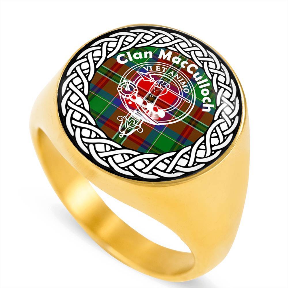 MacCullock Crest Clan Tartan Ring Scottish