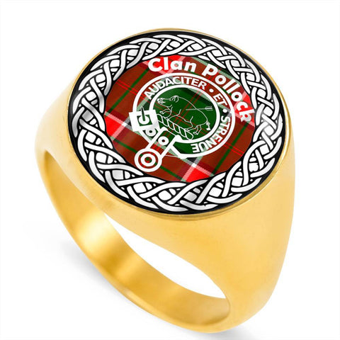Image of Pollock Crest Clan Tartan Ring Scottish