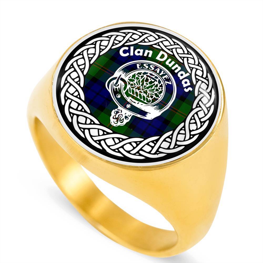 Dundas Crest Clan Tartan Ring Scottish