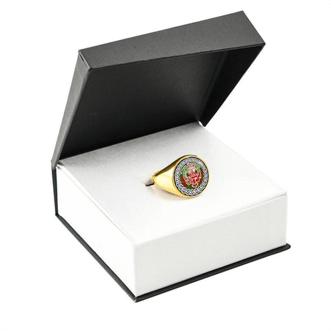 Image of Burnett Crest Clan Tartan Ring Scottish