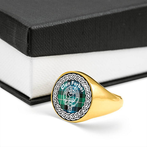 Image of Forbes Crest Clan Tartan Ring Scottish