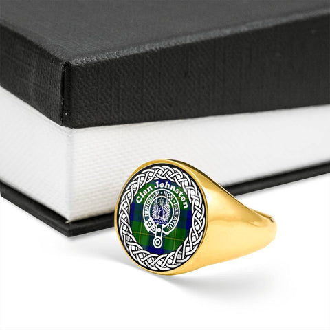 Image of Johnston Crest Clan Tartan Ring Scottish