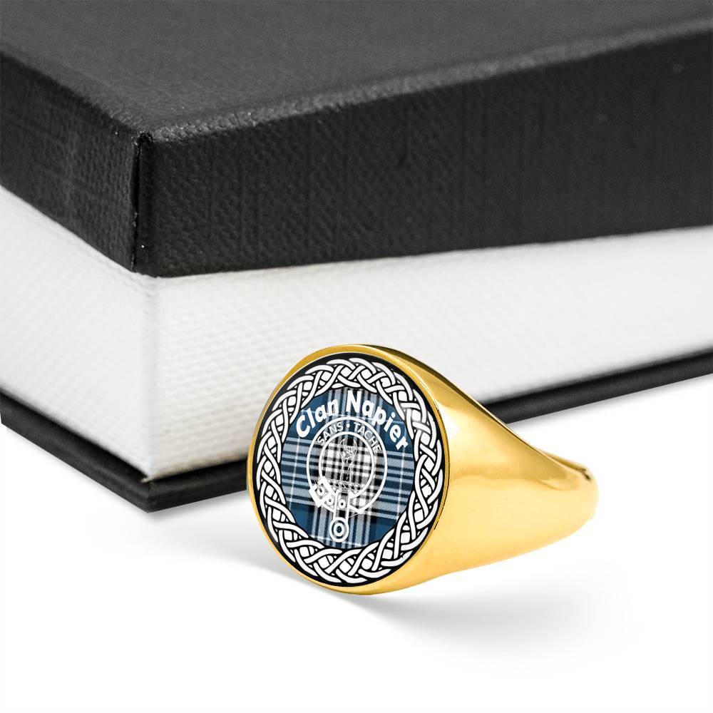 Napier Crest Clan Tartan Ring Scottish