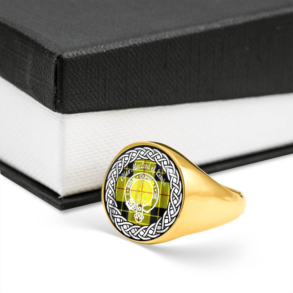 MacLead Of Lewis Crest Clan Tartan Ring Scottish