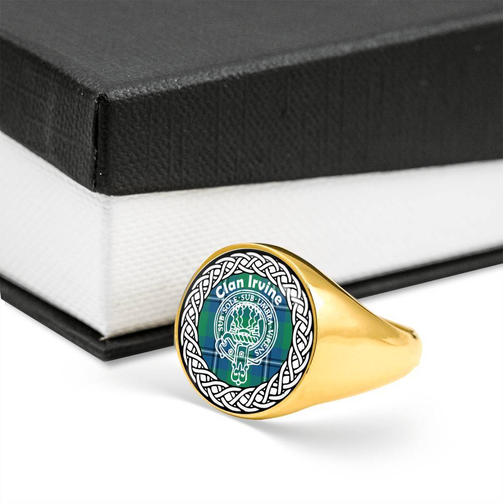 Irvine Crest Clan Tartan Ring Scottish