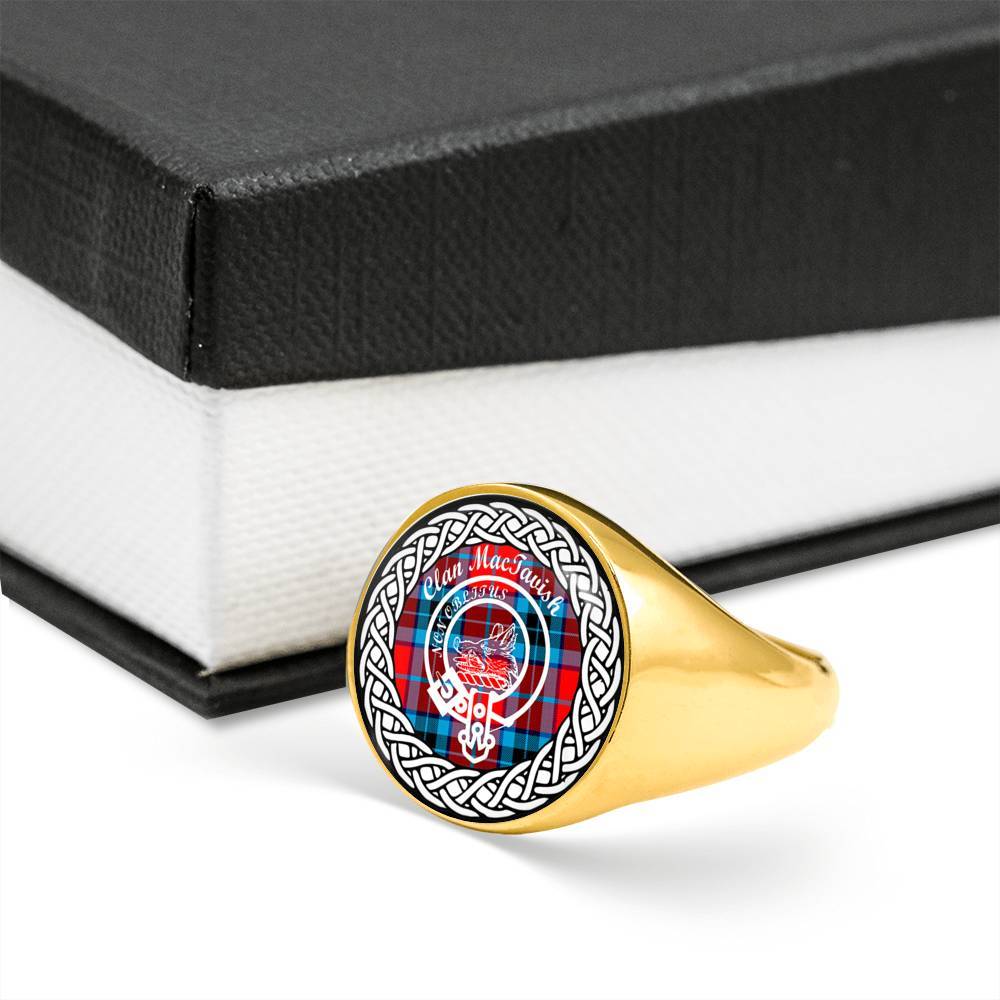 MacTavish Crest Clan Tartan Ring Scottish