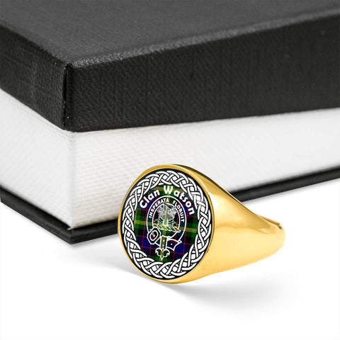 Image of Watson Crest Clan Tartan Ring Scottish