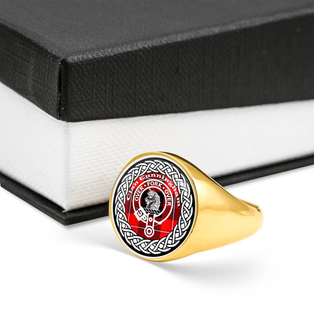 Cunningham Crest Clan Tartan Ring Scottish