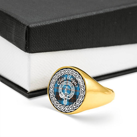 Image of Angus Crest Clan Tartan Ring Scottish