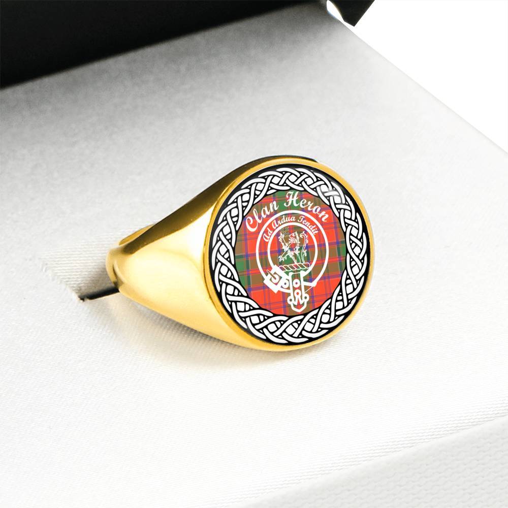 Heron Crest Clan Tartan Ring Scottish
