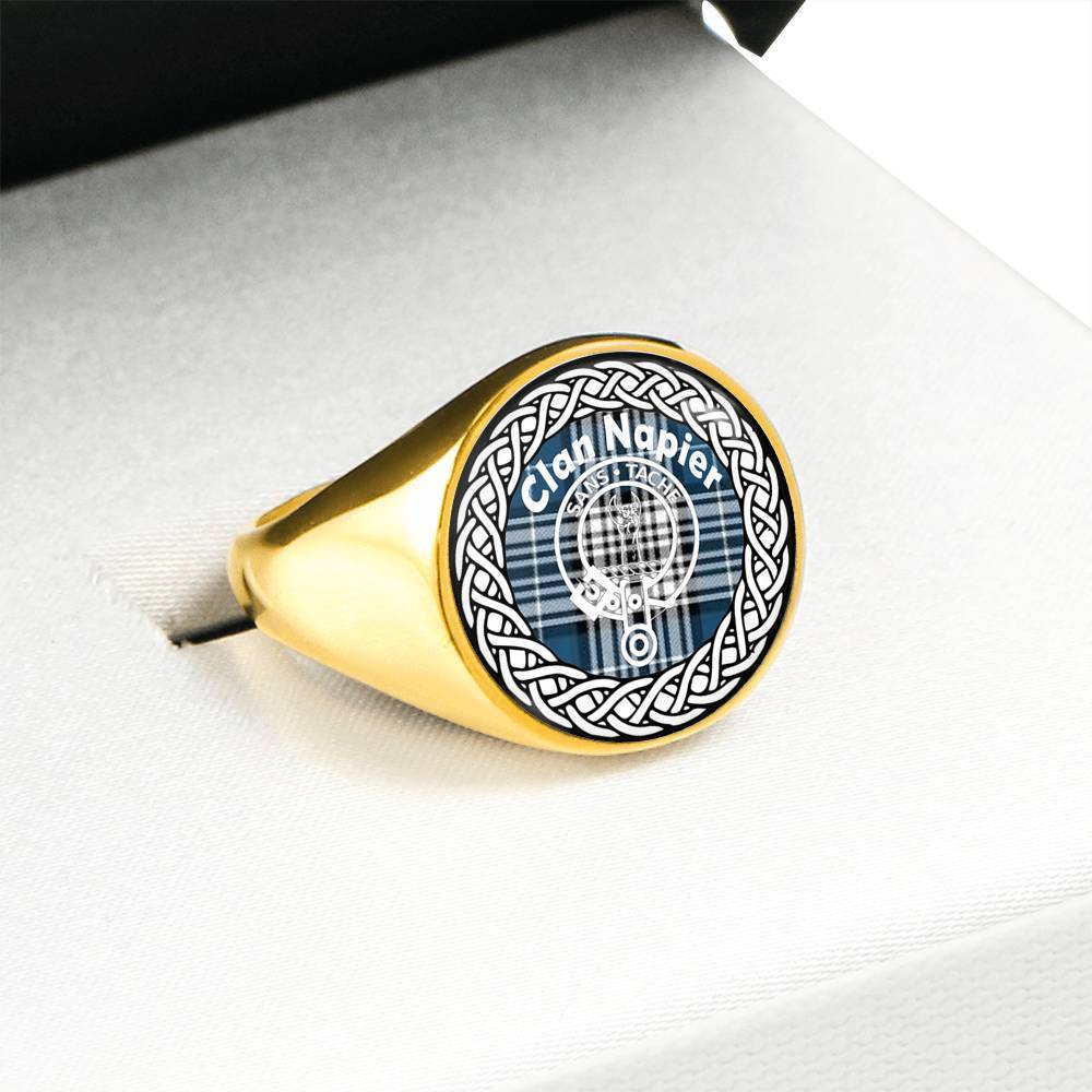 Napier Crest Clan Tartan Ring Scottish