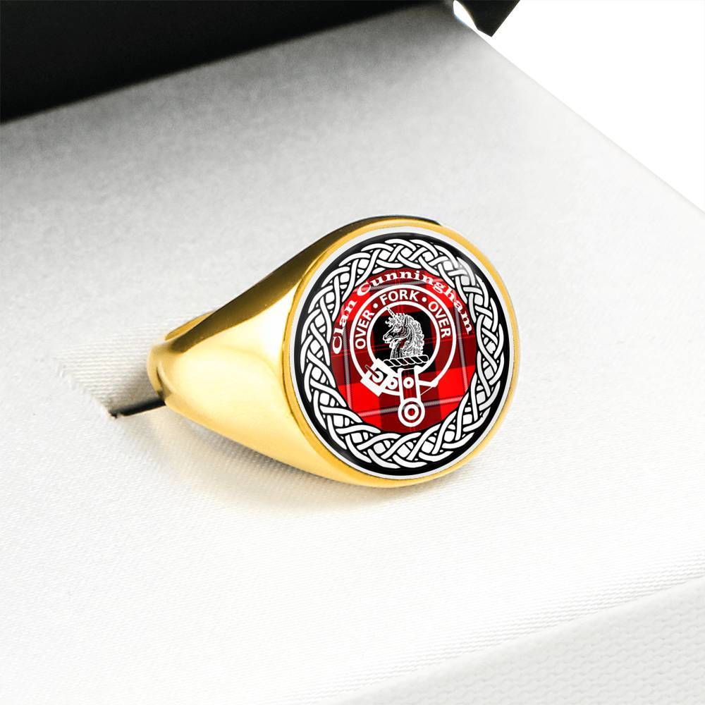 Cunningham Crest Clan Tartan Ring Scottish