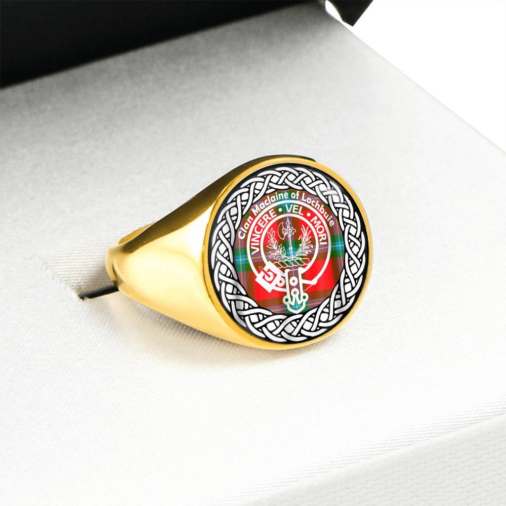 Maclaine Of Lochbuie Crest Clan Tartan Ring Scottish