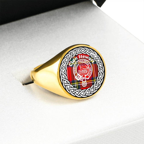 Image of Stewart Crest Clan Tartan Ring Scottish