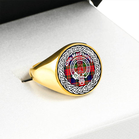 Image of MacPherson Crest Clan Tartan Ring Scottish