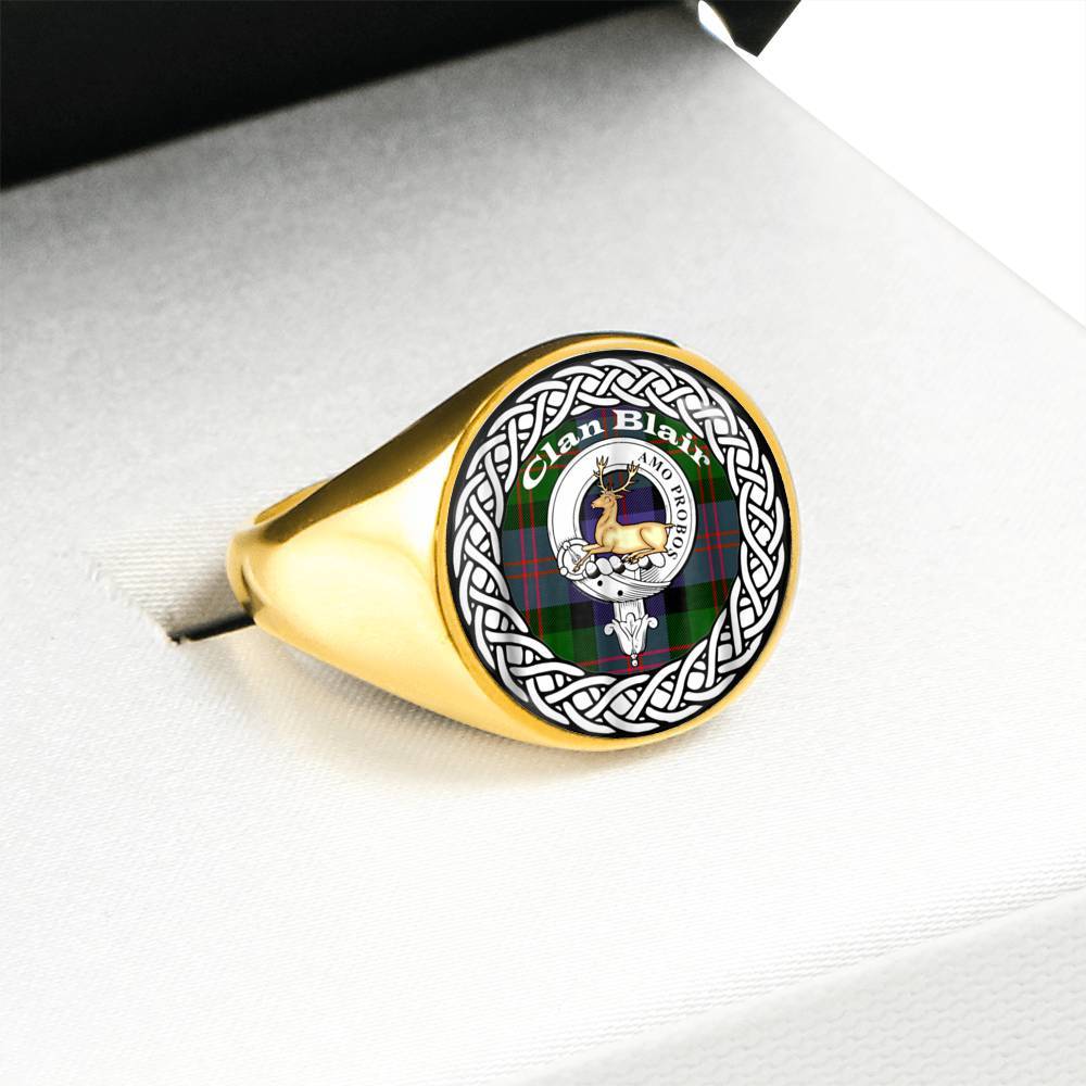 Blair Crest Badge Clan Tartan Ring Scottish