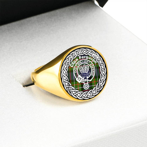 Image of Ferguson Crest Clan Tartan Ring Scottish