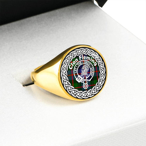 Image of Fleming Crest Clan Tartan Ring Scottish