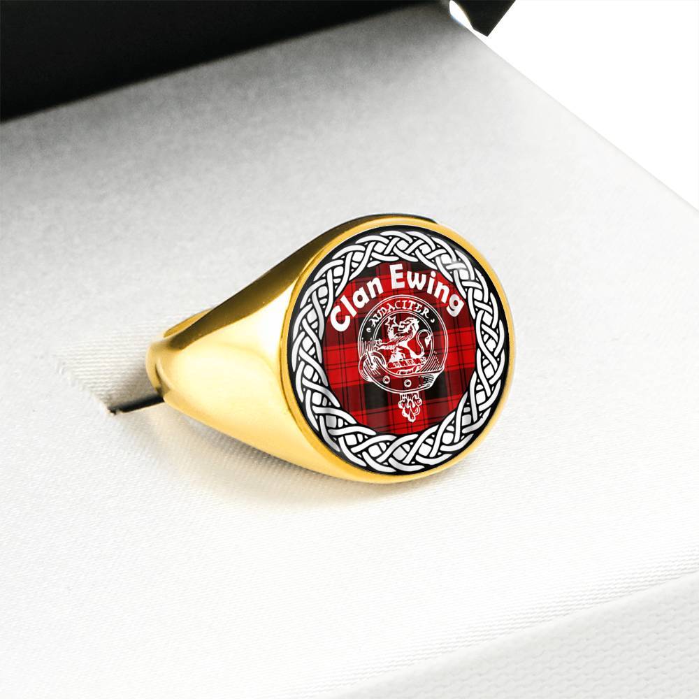Ewing Crest Clan Tartan Ring Scottish