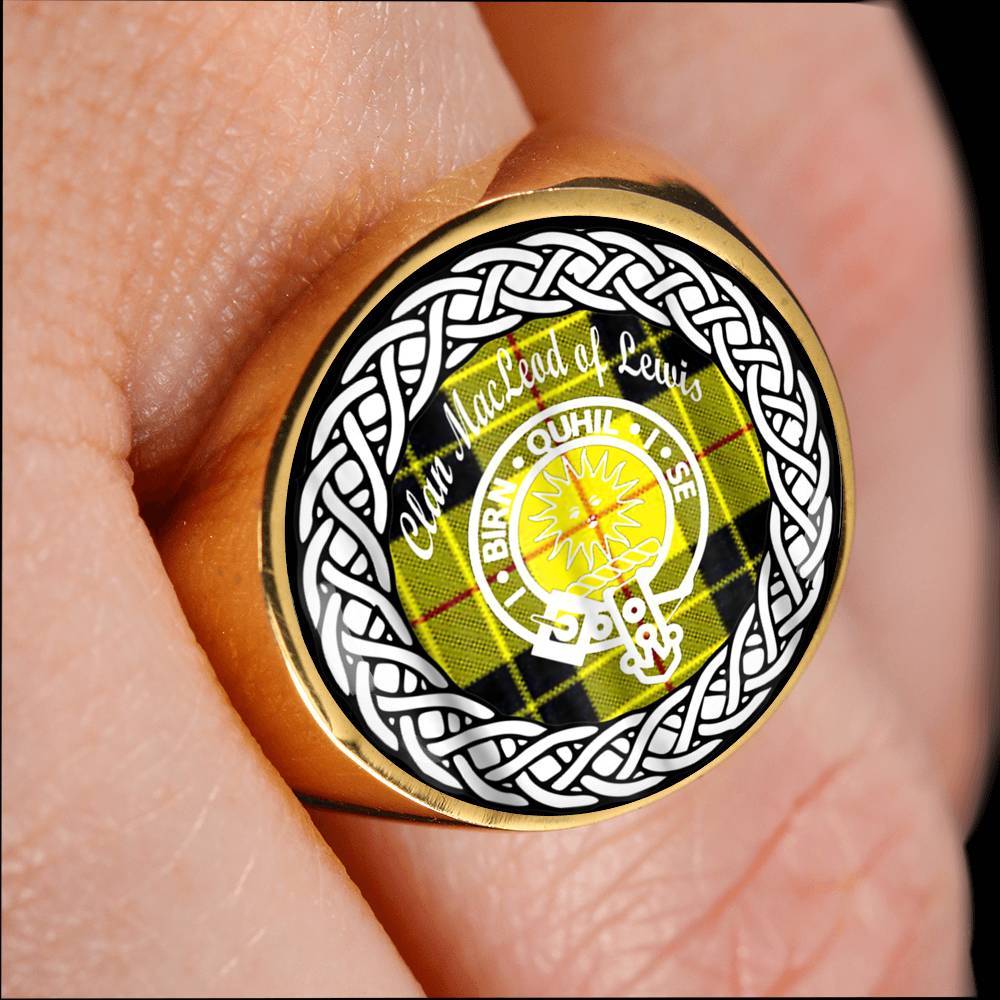 MacLead Of Lewis Crest Clan Tartan Ring Scottish