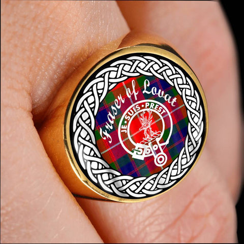 Image of Fraser of Lovat Crest Clan Tartan Ring Scottish
