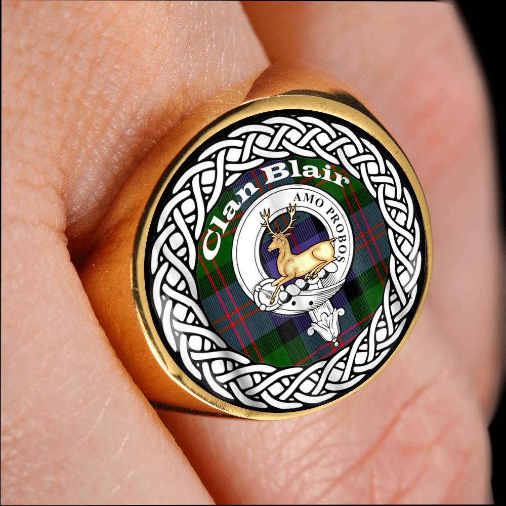 Blair Crest Badge Clan Tartan Ring Scottish