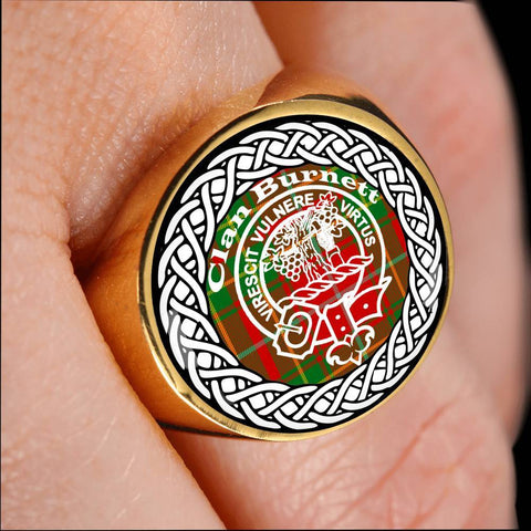 Image of Burnett Crest Clan Tartan Ring Scottish