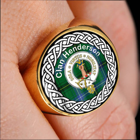 Image of Henderson Old Crest Clan Tartan Ring Scottish
