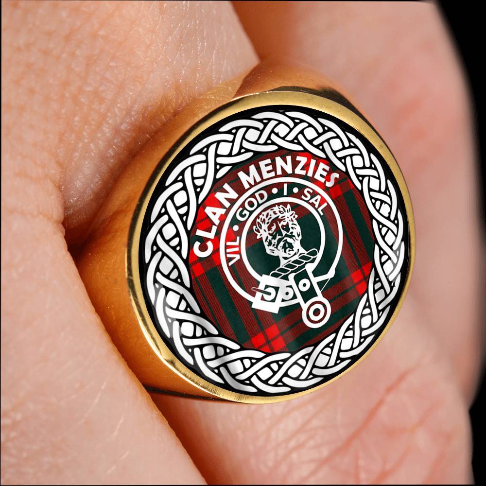 Menzies Crest Clan Tartan Ring Scottish