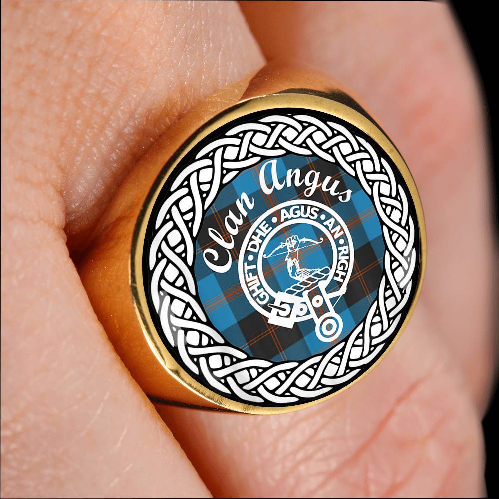 Angus Crest Clan Tartan Ring Scottish