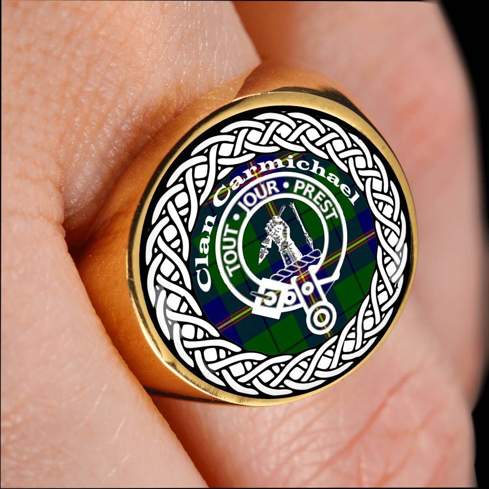 Carmichael Crest Clan Tartan Ring Scottish
