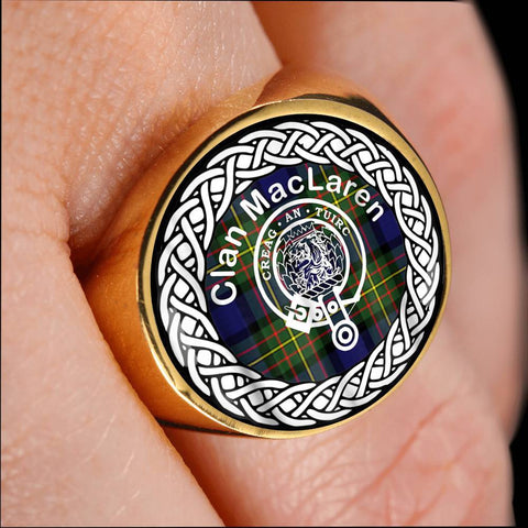 Image of MacLaren Crest Clan Tartan Ring Scottish