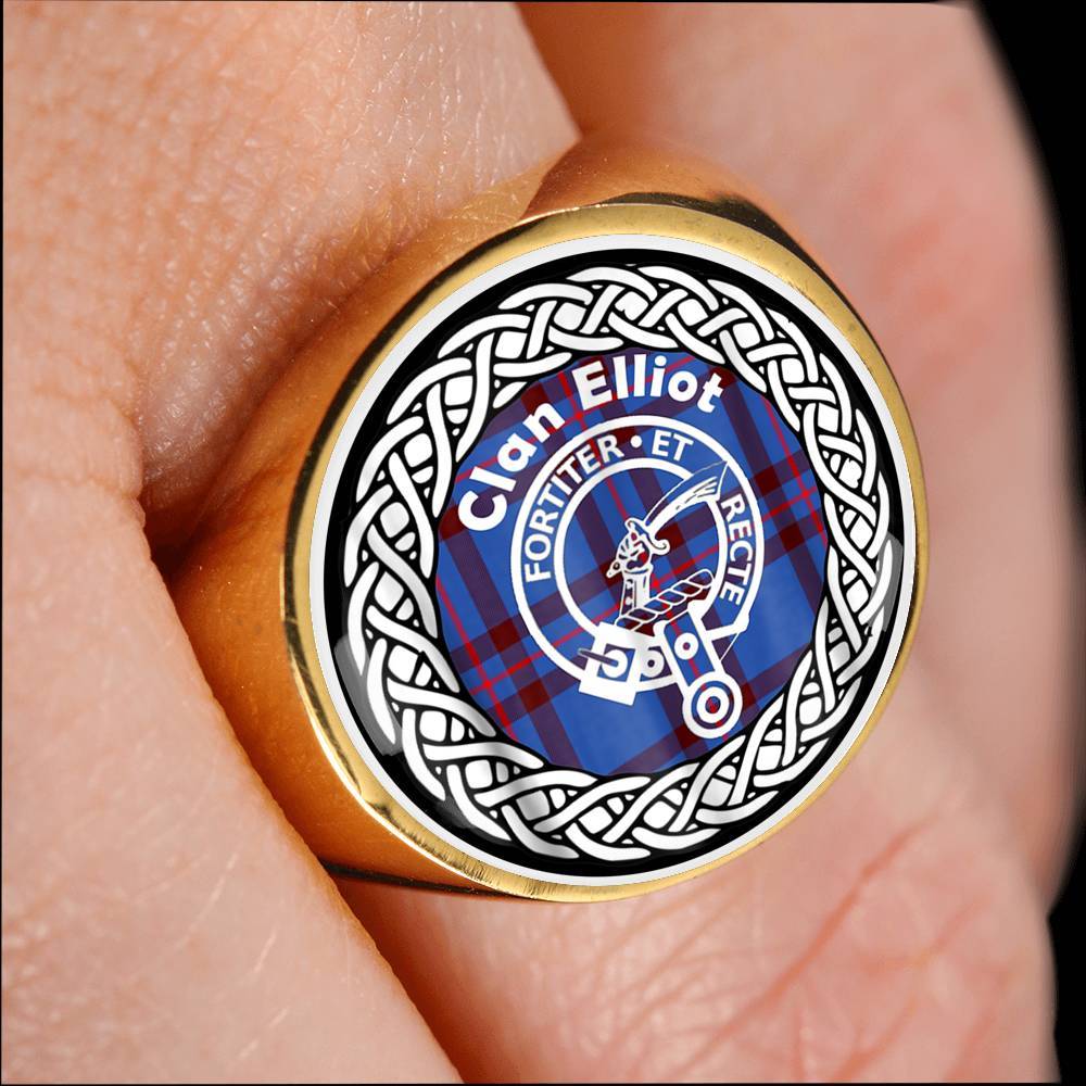 Eliiot Crest Clan Tartan Ring Scottish