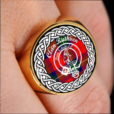 Image of Ruthven Crest Clan Tartan Ring Scottish