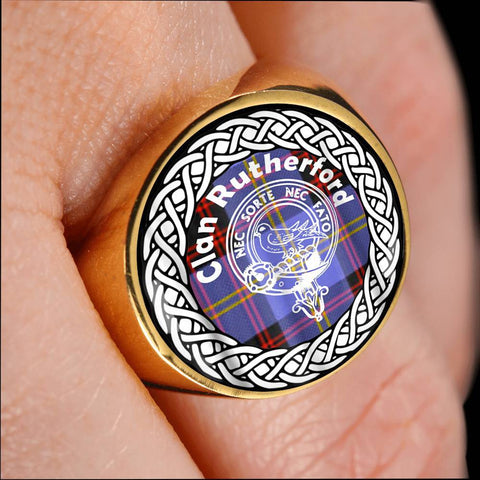 Image of Rutherford Crest Clan Tartan Ring Scottish
