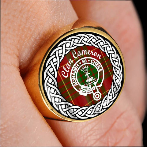 Image of Cameron Crest Clan Tartan Ring Scottish