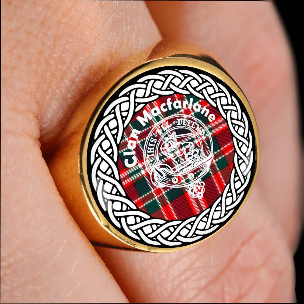 Macfarlane Crest Clan Tartan Ring Scottish